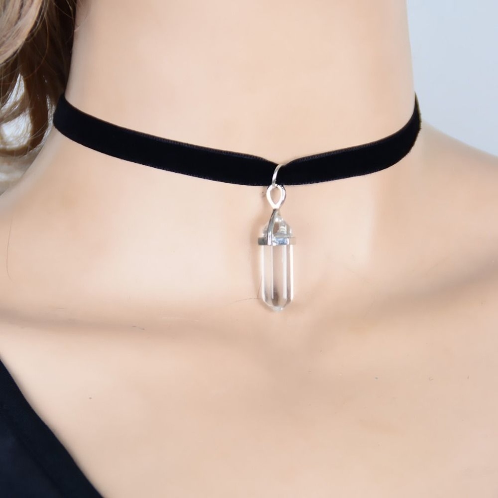 Black Velvet Crystal Choker Necklace